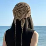 Sequin Sexy Lace-Up Triangular Scarf, Fashion Headscarf, Women's Summer Fashion Headband, Versatile Decorative Multi-Functional, Street, Bohemian, Boho Style Scarf, Vintage, Fashion, Wasteland Style, Y2K, Daily Wear, Festival Parties, Beach Vacations