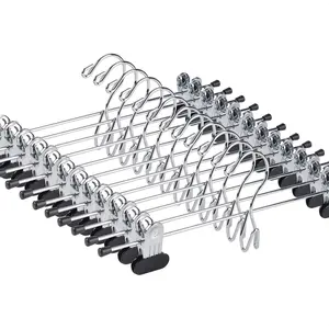 20 Pack Heavy Duty Add on Metal Pants Skirt Hangers, Stackable Add-on Metal Clothes Hangers with 2-Adjustable Clips, Cascading Clip Hangers Space Saving for Jeans, Slacks