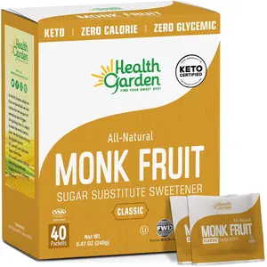 Health Garden Monk Fruit Classic Packets 40ct box Keto-Friendly Monk Fruit Sweetener Fruit Sweetener