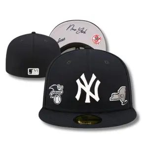 New Era MLB 59FIFTY New York Yankees Fitted Baseball Cap – Black Flat Brim Hat with White NY Logo & 1903 Heritage Side Patches, Premium Streetwear Baseball Cap for Men & Women