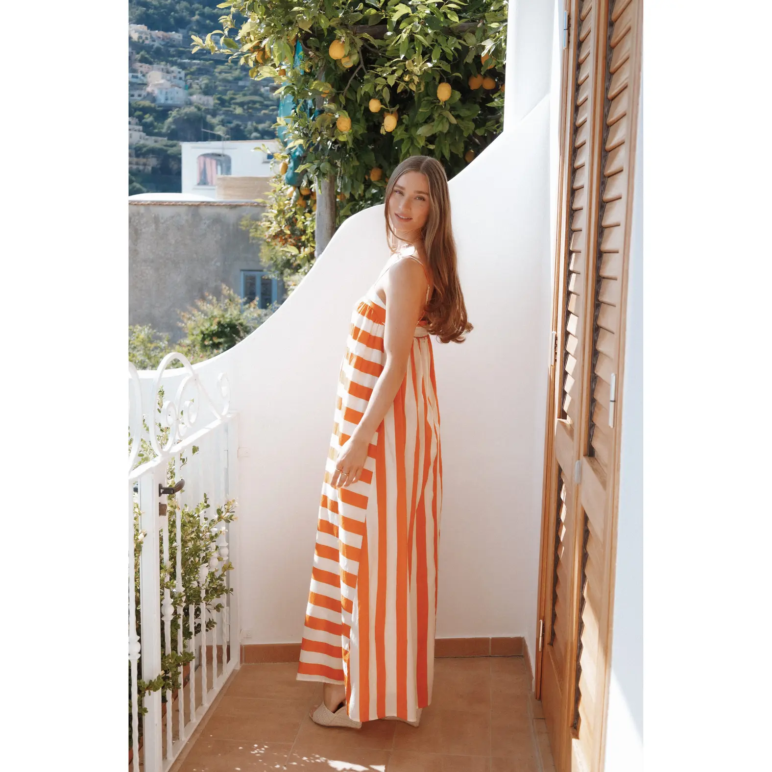 Yanika Maxi Dress - Orange/White Stripe