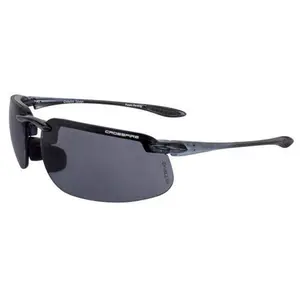Polycarbonate Safety Glasses with Smoke Lenses, Ultra Light Crystal Black Frame for Construction Work, Adjustable Nosepiece & Rubber Grips, 99.9% UV Protection, ANSI Z87.1+ Rated