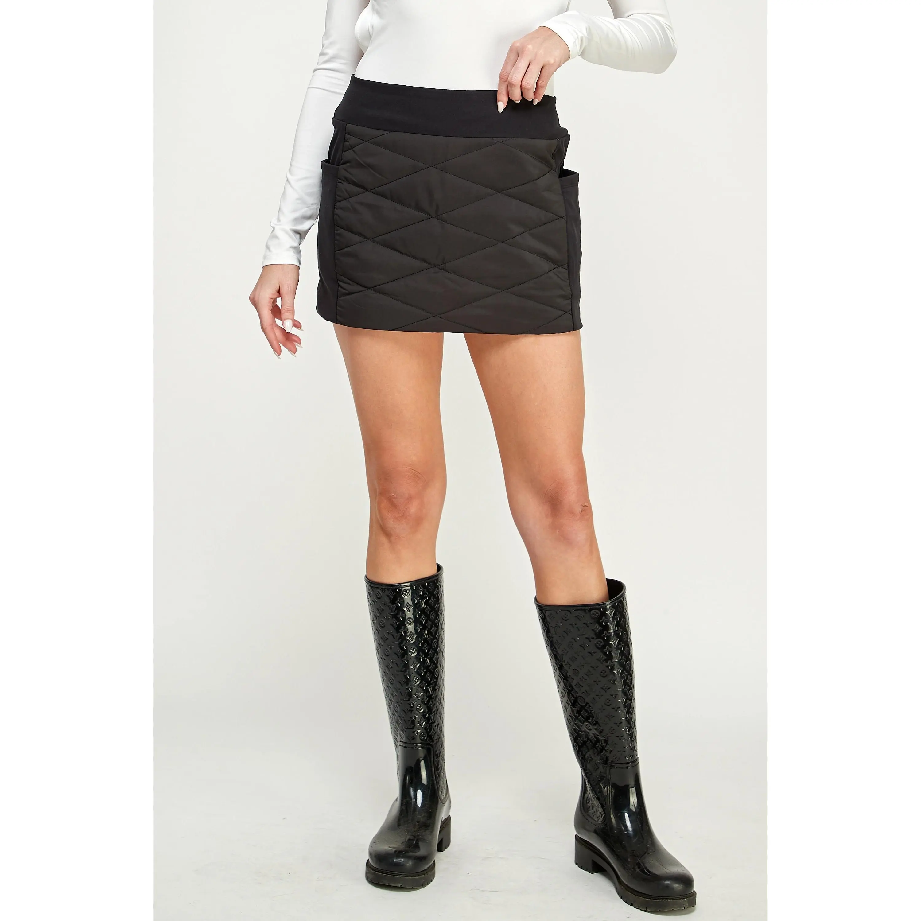 Padded Puffer Wrap Around Active Skirt