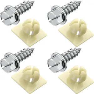 License Plate Screws with Nylon Inserts - Stainless Steel Rust Proof License Plate Screws for License Plates, Frames & Covers - 4755299 3907444   A11719 - U.S. Cars Trucks SUVs (Set of 4)