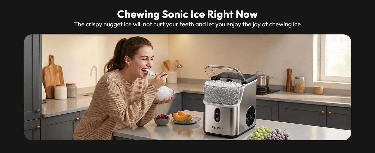 EUHOMY Nugget Ice Makers Countertop, Pebble Ice Maker Machine with 35lbs/24H&33lbs/24H Soft Ice, Self-Cleaning Sonic Ice Maker with Ice Scoop&Basket, Utensils, Pellet Ice Maker for Home/Kitchen/Office EUHOMY Nugget Ice Makers Countertop, Pebble Ice Maker Machine with 35lbs/24H&33lbs/24H Soft Ice, Self-Cleaning Sonic Ice Maker with Ice Scoop&Basket, Utensils, Pellet Ice Maker for Home/Kitchen/Office