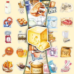 50 Baking-Themed Cute Cartoon Stickers – Creative DIY Decals for Scrapbooks, Cellphone, Casing, Cover & Phone Cases