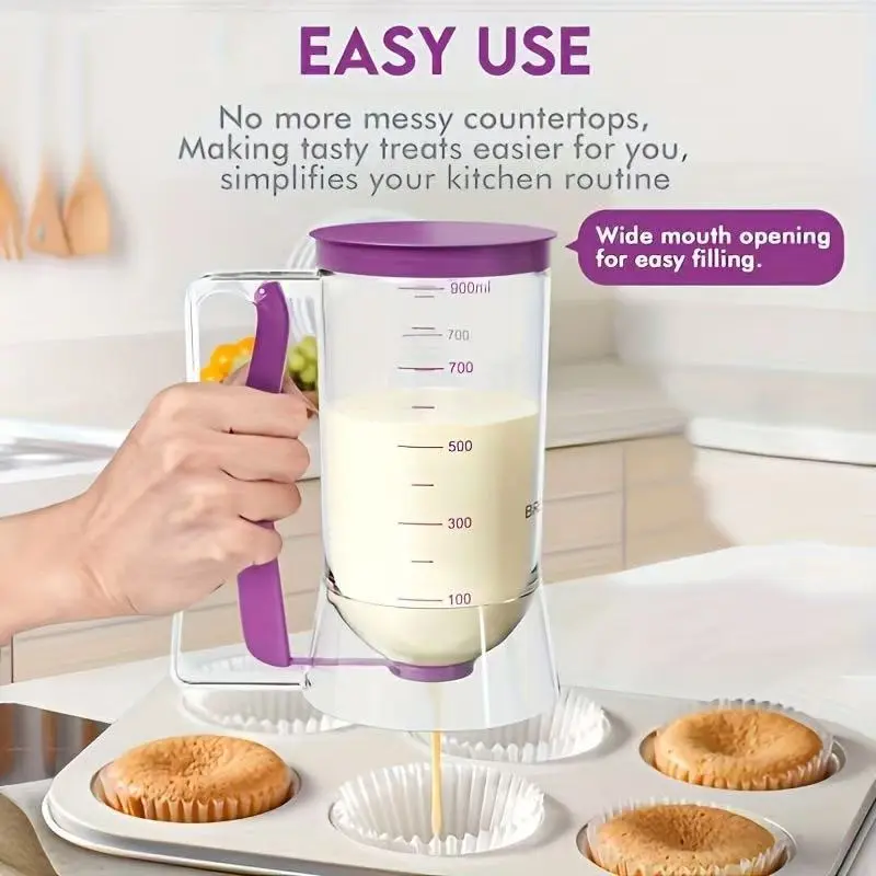 Handheld Cake Batter Separator - Multi-Functional Measuring Cup & DIY Baking Dispenser Tool for Kitchen Measuring Utensil Needs