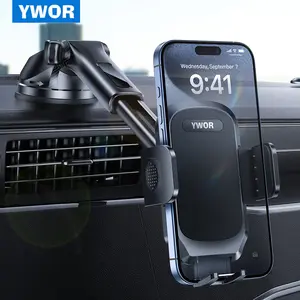YWOR Car Phone Holder - [Strongest Military-Grade Suction Cup] 360° Rotation Phone Holders for Your Car Quick Release Adjustable Car Phone Mount Dashboard for iPhone 16 Galaxy Smartphone Truck