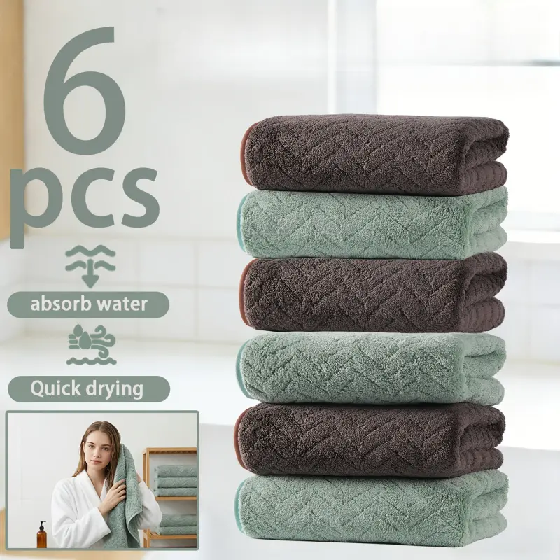 6pcs Soft Skin-Friendly Sport Towels 35*75Cm/13.78*29.53Inch, Wheat Ear Print Quick Drying Super Absorbent Towels Absorbent Highly Absorbent Hand Towel Set, Ideal Gift for Home Hotel Spa Outdoor Fitness Camping