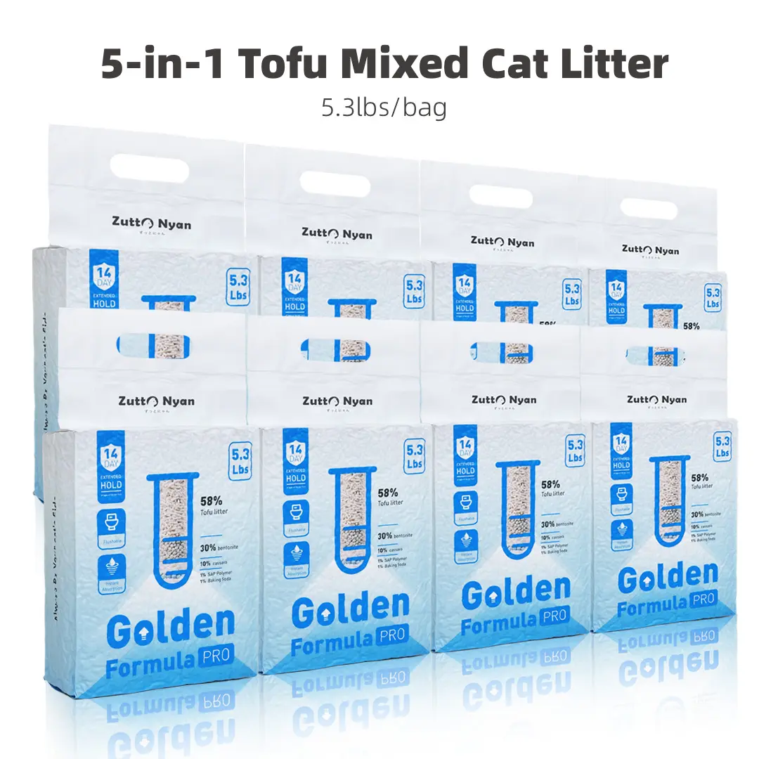 ZuttoNyan 5-in-1 Tofu Cat Litter (42.4lbs) - Natural Rapid Clumping, Dust-Free Universal Formula for Automatic Smart Litter Boxes, Odour Control, Non-Sticking for Pet Lovers