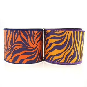 Zebra Print Polyester Wired Ribbon, 2-1/2-Inch, 10 Yards