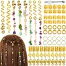 80 Pcs Natural Crystal Stone Dreadlock Accessories, Jollidecor Hair Jewelry for Braids Hair Spirals Gems Charms Adjust Gold Loc Jewelry for Hair Cuffs for Adult Women Braids Hairstyle Decoration
