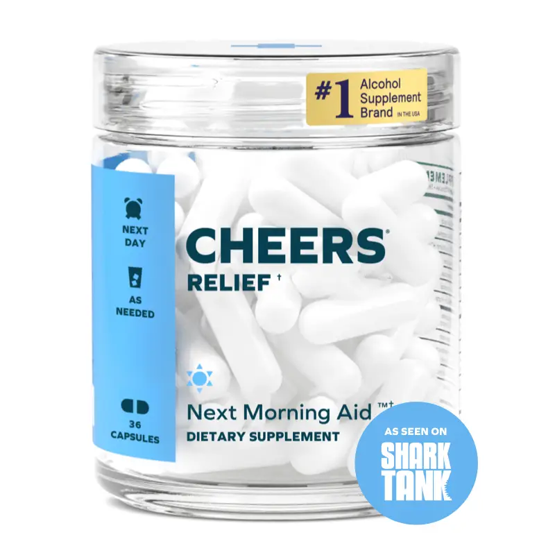 Cheers Relief | Supplement with Ginger, White Willow Bark, L-Theanine, Caffeine...
