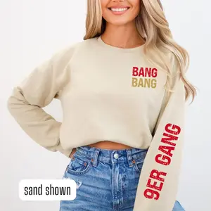 Bang Bang 9er Gang Sweatshirt, San Francisco Football Crewneck, Sunday Funday Gear, Tailgate Merch, SF Shirt for Women, Sport Fan Gift, Mens Cotton Everyday