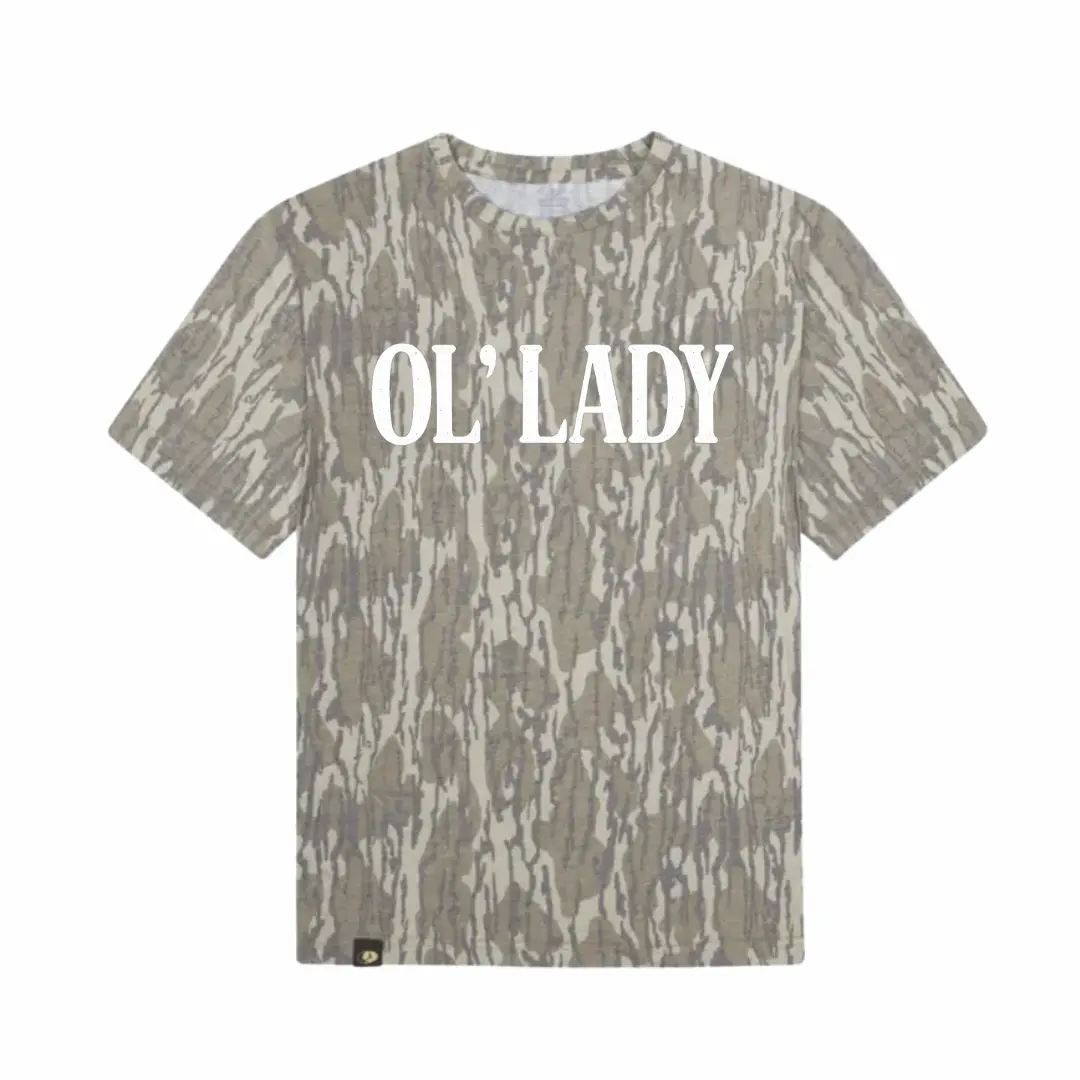 Ol' Lady Camo T-Shirt - Camo T-Shirt Unisex Outdoor Tee in Bottomland Camo Ultra Soft Breathable Cotton for All Day Comfort Perfect for Hiking Camping