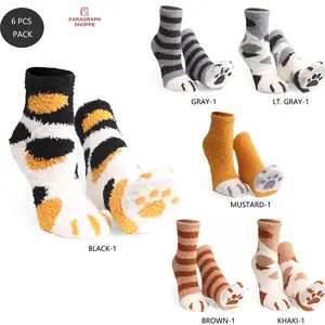 P/S 6 pairs Pack! Caw Paw Socks·Sleeping·Fuzzy·Fluffy·Warm·Slipper Socks·House Socks·Best Gift·Fun Socks·Cat Lovers·