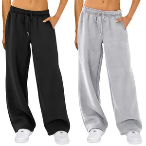 Women Y2K Drawstring Sweatpants Low Rise Wide Leg Ankle Slit Fold Over Pants Comfy Jogger Trousers with Pockets Bottoms Casual