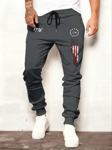 Men's Fall Winter Sporty Letter Print, Casual Sporty Trousers Sweatpants, Fitted Moderate Fabric Outdoor Casual Pants, Versatile Men's Clothing, Outdoor Sports Pants, Athletic Sweatpants, Athleisure Pants
