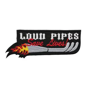 Loud Pipes Save Lives Embroidery Biker Patch