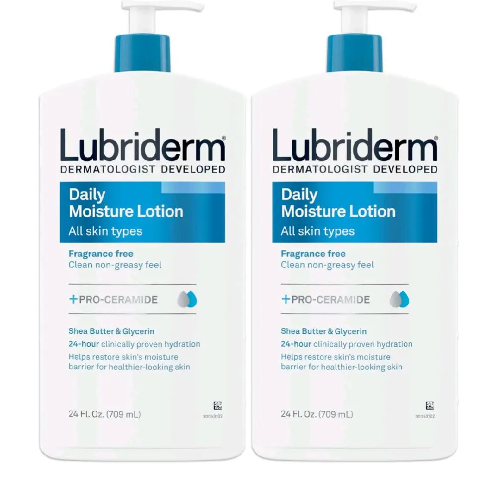 Lubriderm Daily Moisture Body Lotion 24 fl oz 2 pk Dermatologist Developed Fragrance Free Pro Ceramide Shea Butter Glycerin