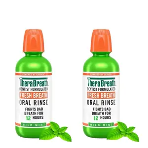 TheraBreath Fresh Breath Mouthwash - Alcohol-Free, Mild Mint, 16 fl oz (2 ct) for Adults - Oral Care Gentle