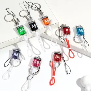 Jewelry - 1Pcs Blood Type A B O AB Plasma Pack Blood Bag PVC Phone Pendant DIY Jewelry Making Charm Keychain Accessory Halloween Keyring
