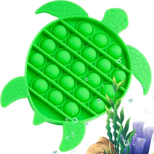 NiHealth Push Pop Bubble Fidget Sensory Toy Sea Turtle Shaped Fidget Toy for Special Needs Stress Reducer Anxiety Relief Popper Game Board Silicone Squeeze Toy for Kids and Adults (Green)