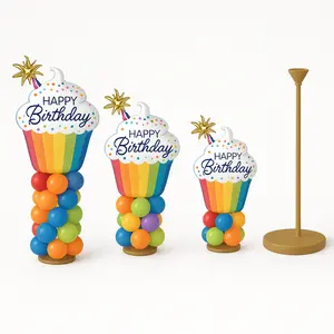 Mini Balloon Column Kit - Birthday Cupcake Design