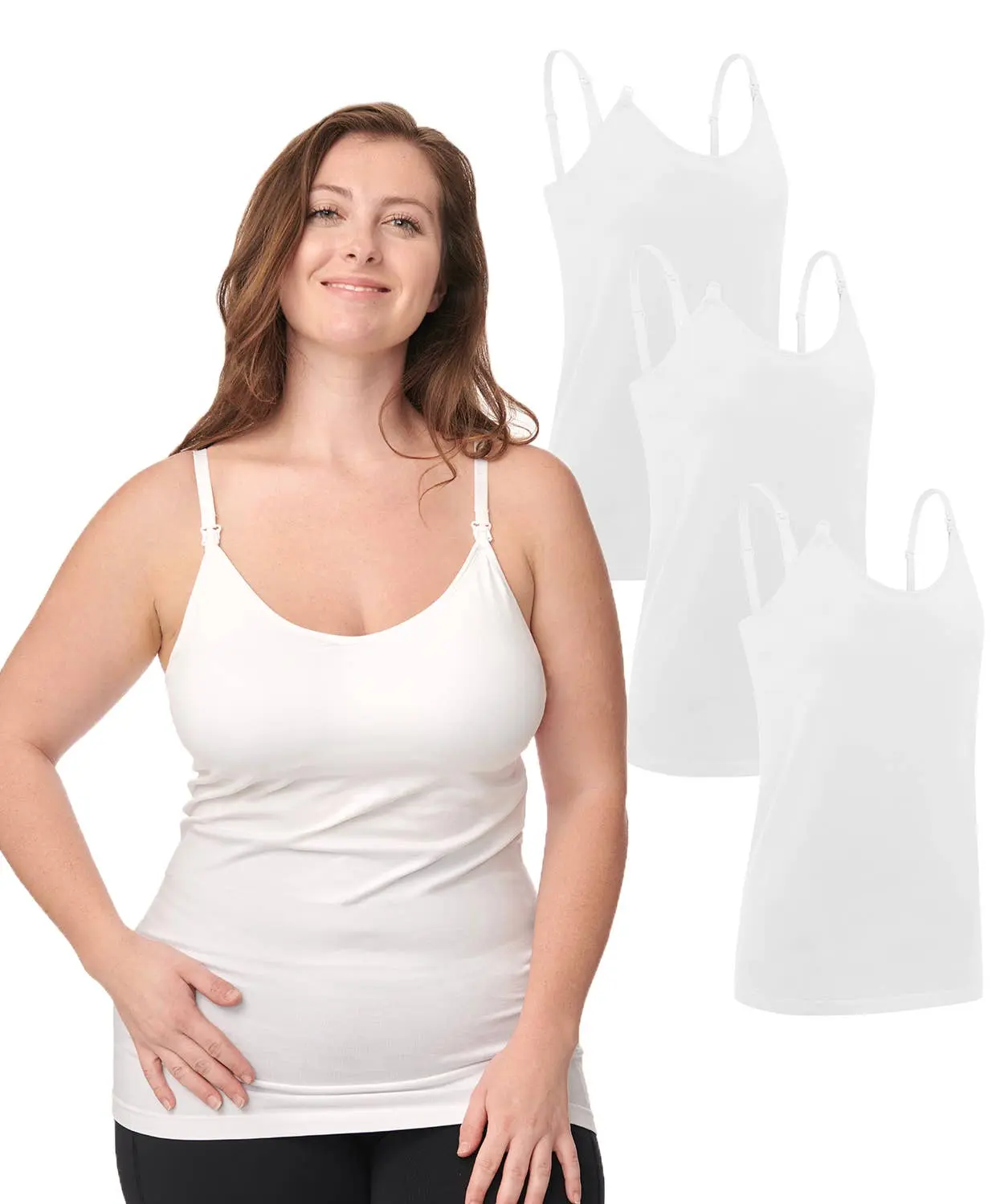 Cotton Stretch Nursing Camisole, White