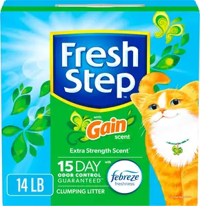 Fresh Step Clumping Cat Litter - Long Lasting Odor Control Kitty Litter with Activated Charcoal, Low Dust Formula, 14 lb