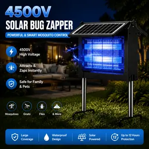 Smart Solar Bug Zapper, Dual Solar Panels + USB Charging, 12-Hour Continuous Outdoor Protection with Solar Charging, Perfect Patio & Garden Mosquito Killer