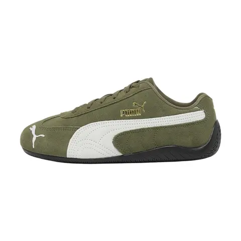 PUMA Speedcat OG Olive Green Gold Leather Sports Footwear Youth Grade School - Low-Profile Retro Motorsport Style, Army Green/White, Rubber Sole, Closed-Toe, Leather Upper Feels Premium Casual Walking Shoes