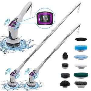 Sakerplus Multi-Functional Cordless Electric Spin Cleaner with 10 Interchangeable Brush Heads, Rechargeable Power Scrubber for Bathroom, Kitchen, Tile, Tub, Floor & More
