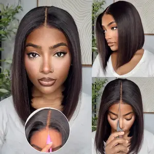 Cynosure Hair Pull Go Glueless Yaki Straight Bob HD Lace Wig With Drawstring Cap Human Hair Wig 220% Density