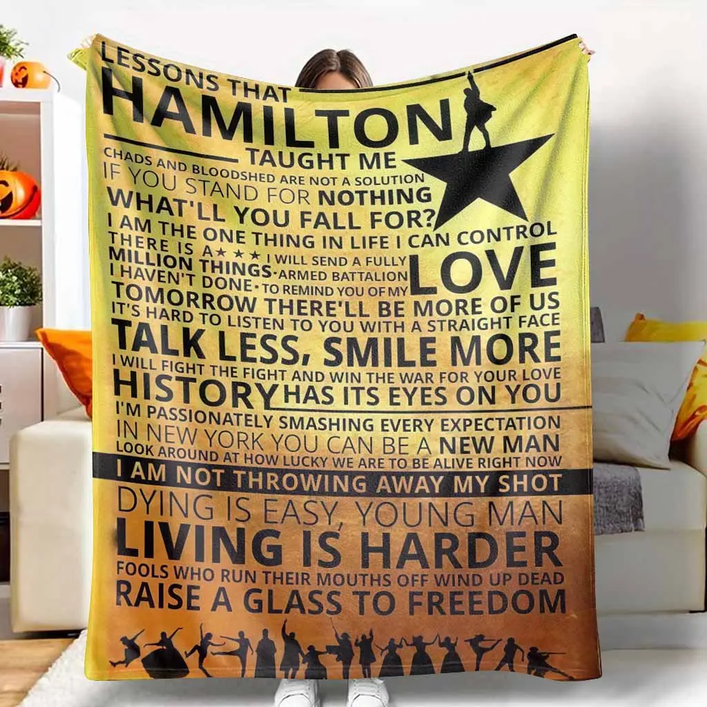 Hamilton Lessons Flannel Throw Blanket, Musical Quote Inspired Print, Lightweight Cozy Warm, Motivational Statements, Perfect for Theatre Lovers, Home Decor, Living Room, Study Room Gift, Comfortable Snuggling, Decorative Accent. tiktokshopspringglowup