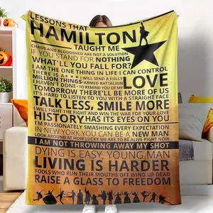 Hamilton Lessons Flannel Throw Blanket, Musical Quote Inspired Print, Lightweight Cozy Warm, Motivational Statements, Perfect for Theatre Lovers, Home Decor, Living Room, Study Room Gift, Comfortable Snuggling, Decorative Accent.