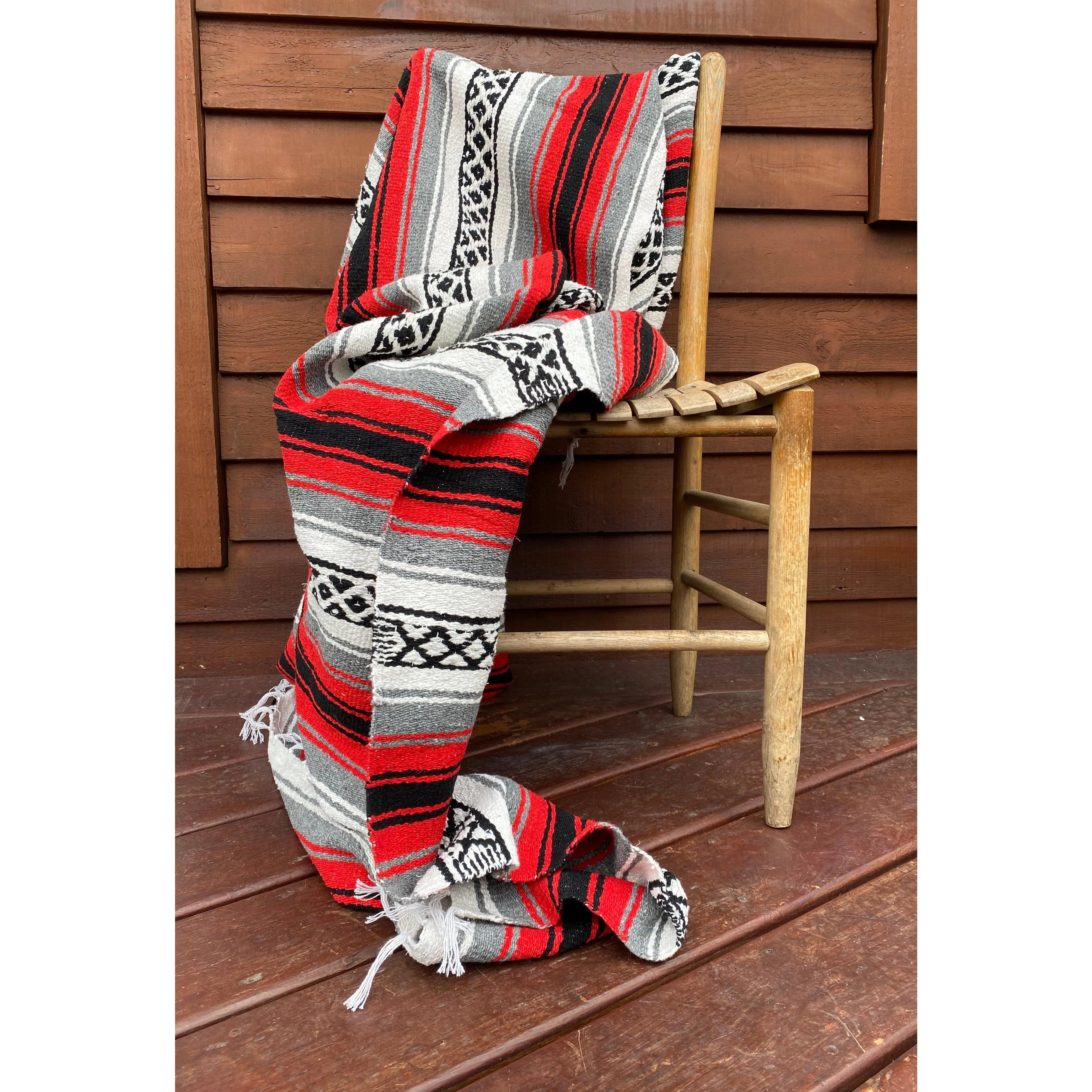 Pow-Wow Red/White Yoga Blanket