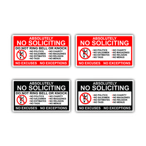 Waterproof No Soliciting Sticker for Home or Office Decorative Stickers