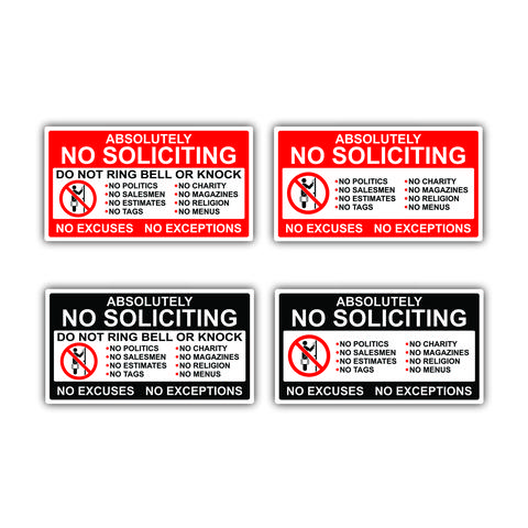 Waterproof No Soliciting Sticker for Home or Office Decorative Stickers