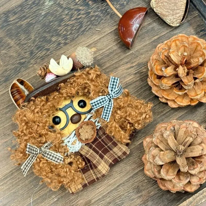 Handmade DIY Cute Bean Pod Doll Pendant Making Kit Creative Backpack Car Decoration Wooden Material Suitable for Friends' Birthday Gifts