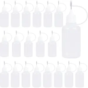 10 count Needle Tip Glue Bottle Applicator DIY Quilling Tool Precision Tip Glue Plastic Liquid Dropper Bottles (30 ml)