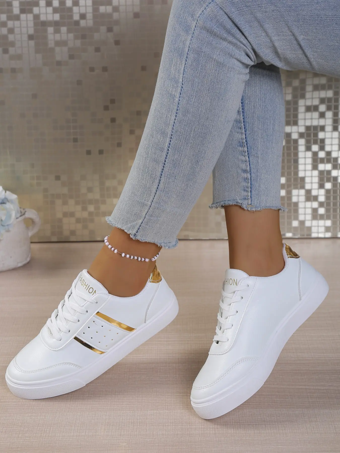 Women's Colorblock Casual Athletic Trainer Footwear Sneakers, Low Top Trainers PU Leather Shoes, Comfortable Rubber Sole, Perfect for Spring & Fall, Ideal for School & Daily Wear, Walking Shoes