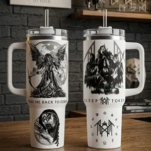 Sleep Token Band Tumbler 40oz 20oz Rock Music Custom Cup 40 oz Tumbler With Handle, Tumbler 20oz No Handle, Gifts For Fans