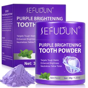 SEFUDUN Purple Whitening Tooth Powder 35g, Teeth whitener: Gently removes stains, offers a refreshing minty taste, provides long-lasting bad breath relief, instantly brightens teeth and reduces yellowing