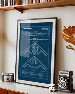 B-2 Spirit Bomber Blueprint Art: Military Aviation Poster
