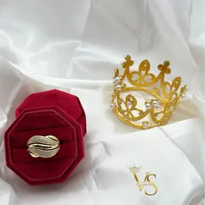 Valdes Luxury Ring 14K Gold Plated Wave Design with Zirconia High Quality Everyday Jewelry