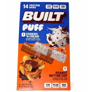 Built Bar Puff Peanut Butter Cup & Cookies n Cream Protein Bars, Variety Pack, 13 ct.
