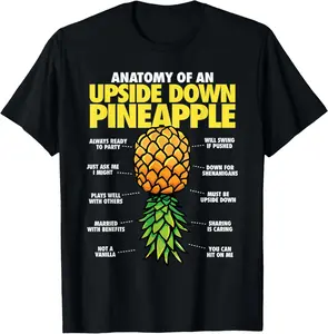 Funny Anatomy of an Upside Down Pineapple Swinger Lifestyle Casual Short Sleeve Cotton T-Shirt