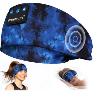 Sleep Headphones  5.4 Headband,  Earphones  Resistant Earbuds with Ultra-Thin  Stereo Speaker for Workout Running(Tie-dye Blue)