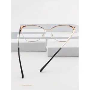 Women's Cat Eye Anti-Blue Light Eyeglasses, Clear Lenses Acrylic Metal Frame Fashion Glasses for Work, Daily & Student Use